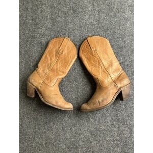 Women's Frye Vintage Western Cowboy Boots Leather Made in USA, Size US 7.5 B